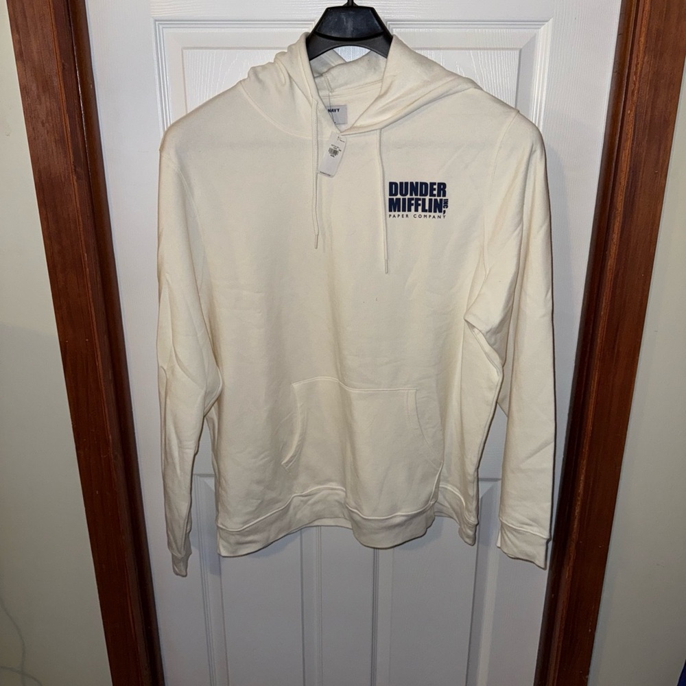 Old Navy Cream Hoodie with Dunder Mifflin Print